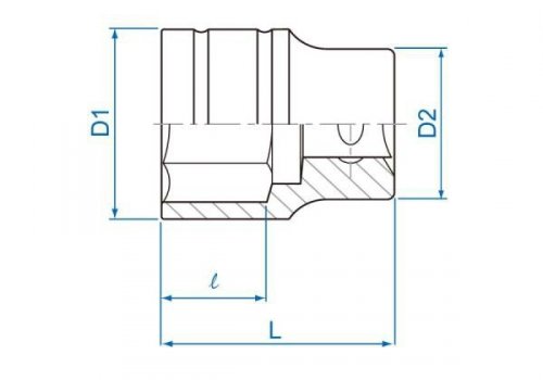 NASADKA KRÓTKA 1/2&quot; CALOWA 15/32&quot; x 38mm 6-kąt. Cr-v King Tony