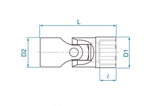 NASADKA KRÓTKA Z PRZEGUBEM 3/8&quot; 19mm x 55,8mm, 12-kąt, CHROM King Tony
