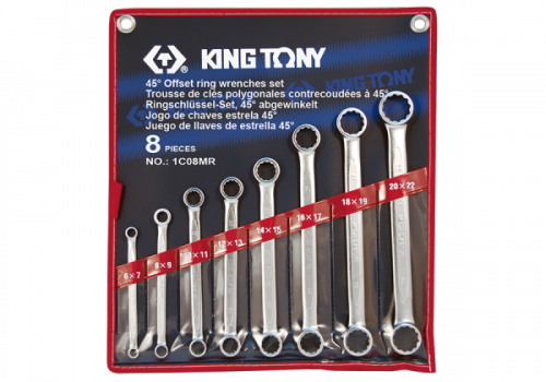 ZESTAW KLUCZY OCZKOWYCH PROSTYCH 8cz. 6 - 22mm, ETUI King Tony