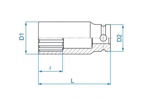 NASADKA DŁUGA UDAROWA CIENKOŚCIENNA 1/2&quot; 16mm x 80mm, 12-kąt King Tony