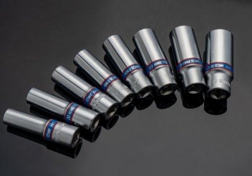 ZESTAW NASADEK 3/8&quot; 8cz. DŁUGIE 6-kąt 10 - 19mm, ZESTAW NA SZYNIE King Tony