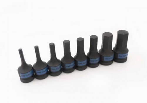 ZESTAW NASADEK UDAROWYCH Z KOŃCÓWKĄ HEX 1/2&quot; 8cz. KRÓTKIE 5 - 19mm, KASETA King Tony