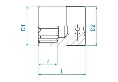 NASADKA KRÓTKA 3/8&quot; CALOWA 11/16&quot; x 29mm 12-kąt. Cr-V King Tony