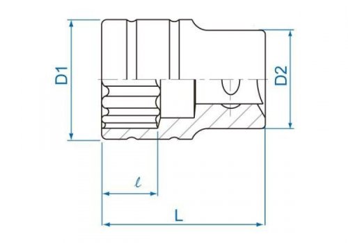 NASADKA KRÓTKA 1/2&quot; 8mm x 38mm 12-kąt. Cr-v King Tony