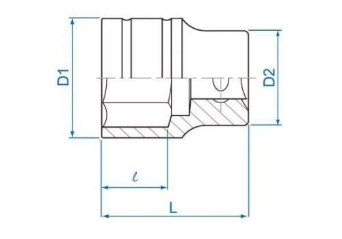 NASADKA KRÓTKA 1/2&quot; 8mm x 38mm, 6-kąt. Cr-v King Tony