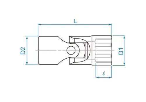 NASADKA KRÓTKA Z PRZEGUBEM 3/8&quot; 12mm x 48mm, 12-kąt, CHROM King Tony