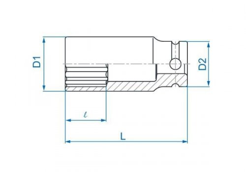 NASADKA DŁUGA UDAROWA CIENKOŚCIENNA 1/2&quot; 36mm x 80mm, 12-kąt King Tony