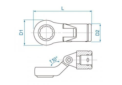 KLUCZ OCZKOWY NASADOWY PRZEGUBOWY 3/8&quot; 10mm, 12-kąt. King Tony