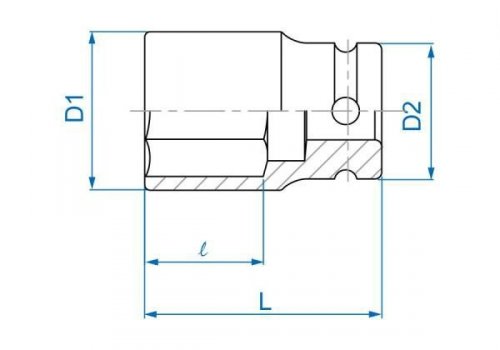 NASADKA KRÓTKA UDAROWA CIENKOŚCIENNA 1/2&quot; 22mm x 52mm, 6-kąt King Tony