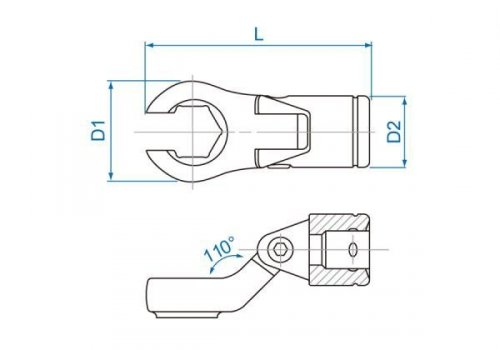 KLUCZ NASADOWY PRZEGUBOWY 3/8&quot; DO PRZEWODÓW HAMULCOWYCH 19mm King Tony