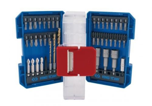 ZESTAW BITÓW DO WKRĘTARKI 1/4&quot; 45cz., BITY HEX, TORX, PH, PZ, PŁASKIE, NASADOWE, KWADRAT, WIERTŁA, UCHWYTY King Tony