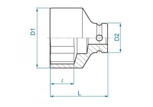 NASADKA KRÓTKA UDAROWA 1/2&quot; 37mm x 48mm, 6-kąt King Tony