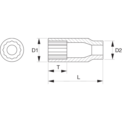 Nasadka 3/8&quot; 12-kątna 1/2&quot; wydłużona SB BAHCO