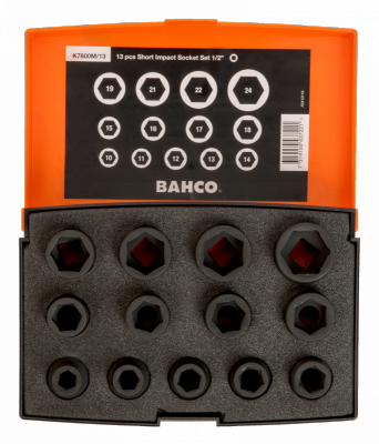 Zestaw nasadek udarowych Ultrakrótkich 1/2&quot; w mm 13 szt. BAHCO