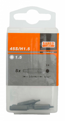 Bit 5/32&quot; imbusowy 1.5x20 mm, 5szt. BAHCO