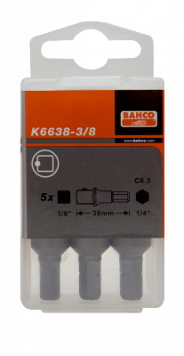 Adapter nasadki 6-kątny 1/4&quot; na kwadrat 3/8&quot; - 38 mm, 5 szt. BAHCO