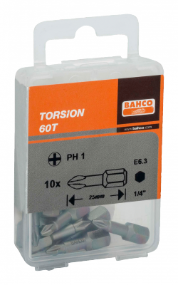 Bit 1/4&quot; Torsion PH2x25 mm, 10 szt. BAHCO