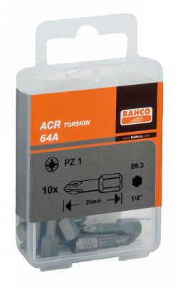 Bit udarowy 1/4&quot; Torsion ACR PZ3x25 mm, 10 szt. BAHCO