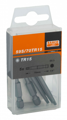 Bit 1/4&quot; do śrub TORX, z otworem centrującym TR27x70 mm, 5 szt. BAHCO