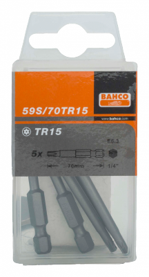 Bit 1/4&quot; do śrub TORX, z otworem centrującym TR40x70 mm, 5 szt. BAHCO