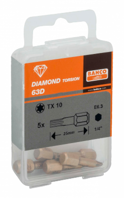 Bit diamentowy 1/4&quot; do śrub TORX T40x25 mm, 5 szt. BAHCO