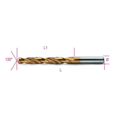 Wiertło kręte cylindryczne szlifowane tytanowane HSS-TiN 9,50 mm DIN338, 414 Beta