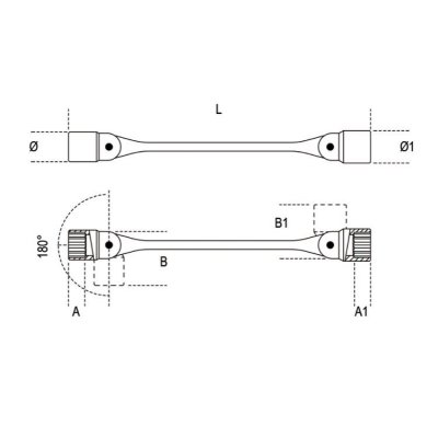 Klucz nasadowy przegubowy dwustronny 12-kątny 20x22 mm, 80 Beta