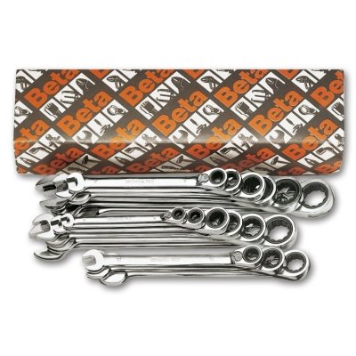 Zestaw 19 kluczy płasko-oczkowych z grzechotką dwukierunkową 6-32 mm, 142/S19 Beta