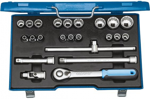 Zestaw nasadek 1/2&quot;, 12-kątnych, 23-czesciowy, D19EMU-20, GEDORE