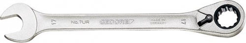 Klucz płaski 15mm, z przełączaną grzechotką pierścieniową, GEDORE