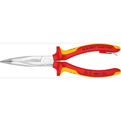 Szczypce tnące półokrągłe VDE, 200mm, wydłużone „bociani dziób”, 26 26 200 T, KNIPEX