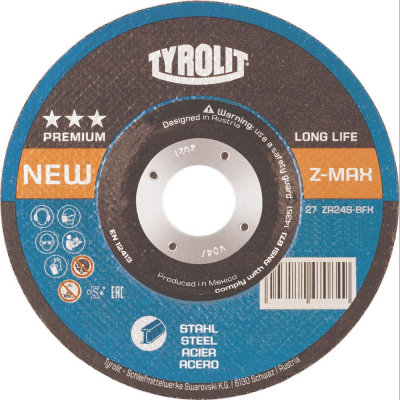 Tarcza ścierna do obróbki zgrugnej LONGLIFE Z-MAX ZA24S-BFX 230x4mm  TYROLIT