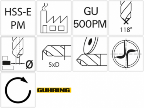 Wiertlo krete WN HSSE-PM TiAlN 5xd 8,4mm GÜHRING