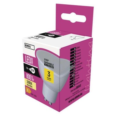 Żarówka LED Classic MR16 / GU10 / 7 W (60 W) / 800 lm / ciepła biel  / ściemnialna 3x