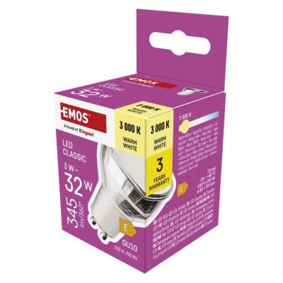 Żarówka LED Classic MR16 srebro/ GU10 / 3 W (32 W) / 345 lm / ciepła biel
