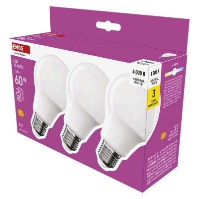 Żarówka LED Classic A60 / E27 / 7 W  (60 W) / 806 lm / neutralna biel