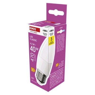 Żarówka LED Classic świeczka  / E27 / 4,2 W (40 W) / 470 lm / neutralna biel