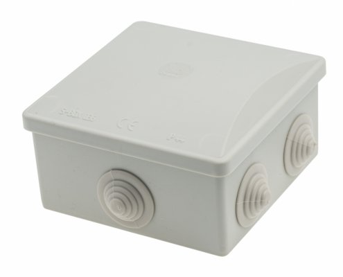 Puszka instalacyjna 80x80x40 hermetyczna okrągła szara z dławikami S-BOX 036O Pawbol