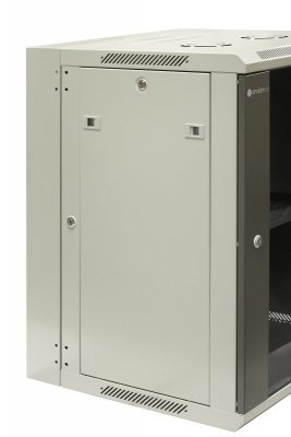 Szafa wisząca dzielona 19&quot; 15U, drzwi blacha/szkło, 600×550×770mm szer./gł./wys. (w zestawie: półka stała oraz komplet śrub