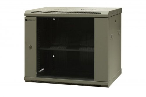 Szafa wisząca niedzielona 19&#039;&#039; 9U, niezmontowana, drzwi blacha/ szkło, 600x450x500mm szer./gł./wys. (w zestawie: półka