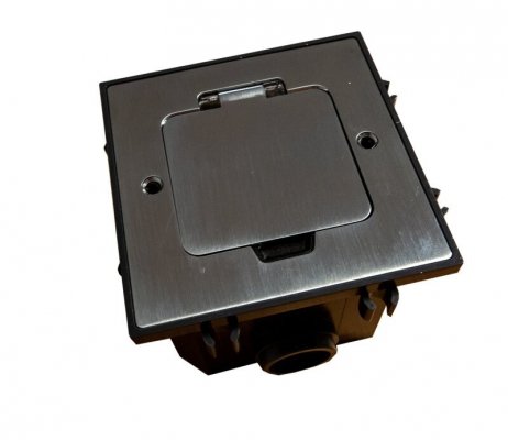 Box podłogowy mini 2M&quot; IP44 - puszka podłogowa do montażu gniazd standardu 45x45mm w podłogach twardych