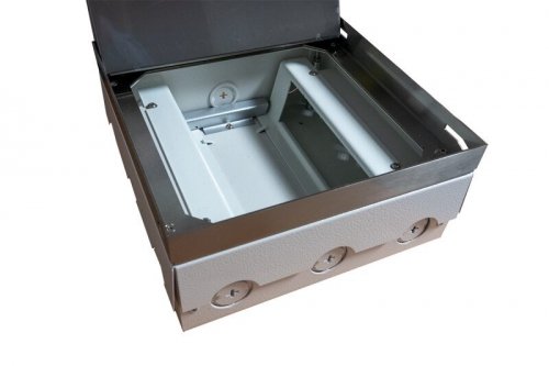 Box podłogowy 12M - puszka podłogowa 12-modułowa do montażu gniazd standardu 22,5x45 mm (45x45 mm), montaż kątowy