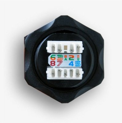Gniazdo przemysłowe STP RJ45 kat.6 keystone (110), czarne