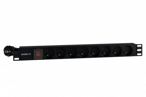 Listwa zasilająca standard EmiterNet 19&quot; 8 gn. z bolcem, wtyk uni-schuko, kabel 2m, wyłącznik