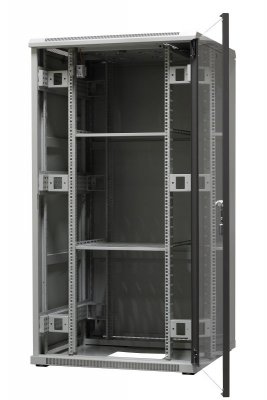 Szafa ramowa stojąca EmiterNet Top, 32U, drzwi przód blacha/szkło, 800x800x1540mm (szer./gł./wys.) (w zestawie: panel 4 wentylat