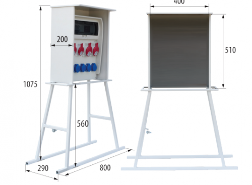 Stalowy stojak do rozdzielnic zabudowany H=1060mm B.1516 Pawbol