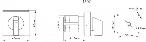 Łącznik krzywkowy 0-1 16A 3-fazowy tablicowy na kłódkę IP65, LW16 0-1 3P TRG, ELS (4)