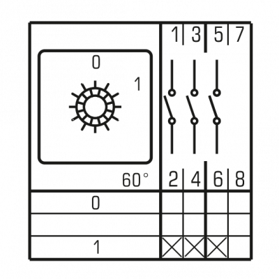 Łącznik krzywkowy 0-1, 16A, 3-fazowy tablicowy IP65, LW16 0-1 3P T, ELS (1)