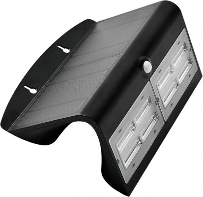 Solarna oprawa ścienna LED z czujnikiem ruchu, czarna, 6,8W, 4000K, 800lm, IP65, 3,7V/4 Ah Li-Ion (LSLBB7W)