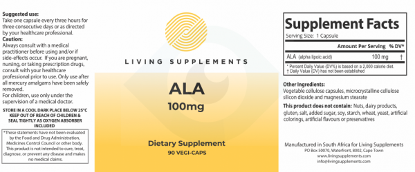 Kwas alfa liponowy ALA 100 mg - 90 kapsułek Alpha Lipoic Acid